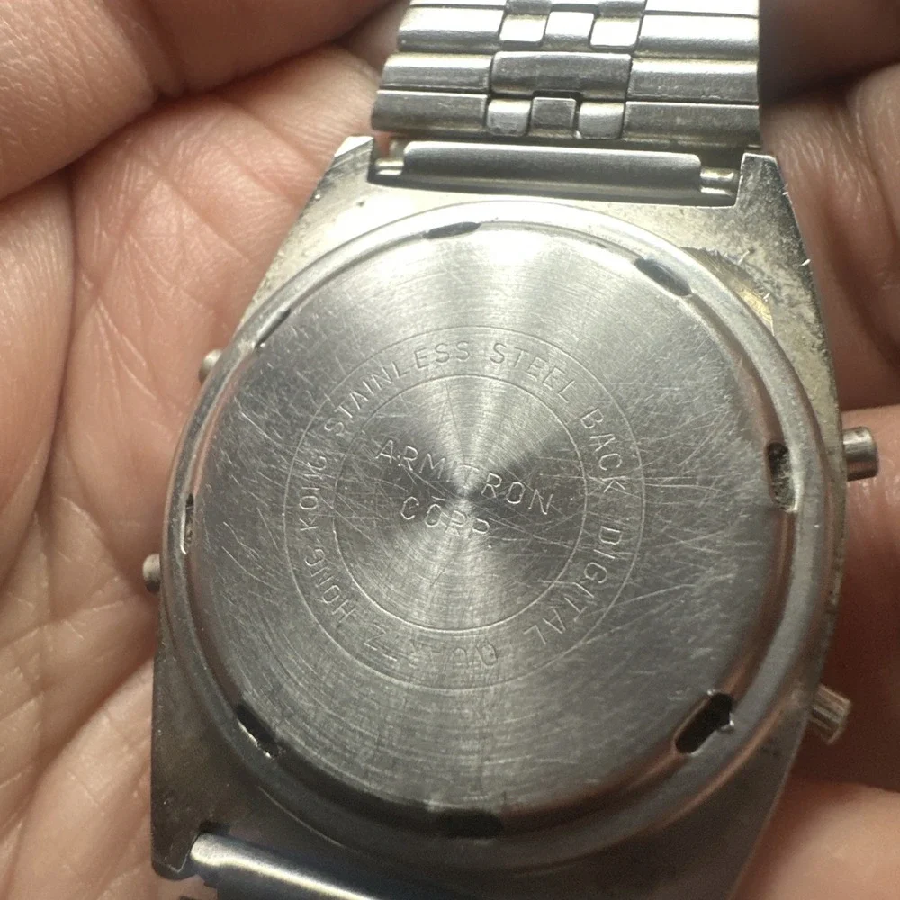 Vintage Armitron LCD Mens Watch New Battery Working But Missing Segments 34mm 7